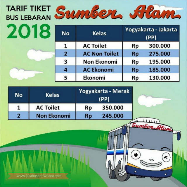 Harga Tiket Lebaran Bus Sumber Alam 2018 - Daftar Harga